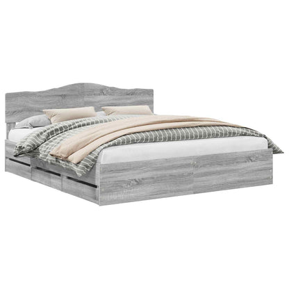 Bed Frame with Drawer Grey Sonoma 180 x 200 cm Engineer Wood