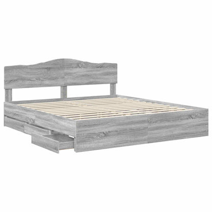 Bed Frame with Drawer Grey Sonoma 180 x 200 cm Engineer Wood