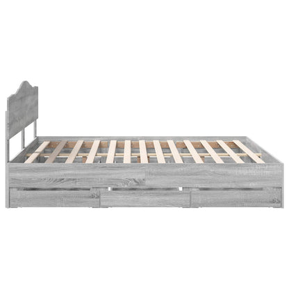 Bed Frame with Drawer Grey Sonoma 180 x 200 cm Engineer Wood