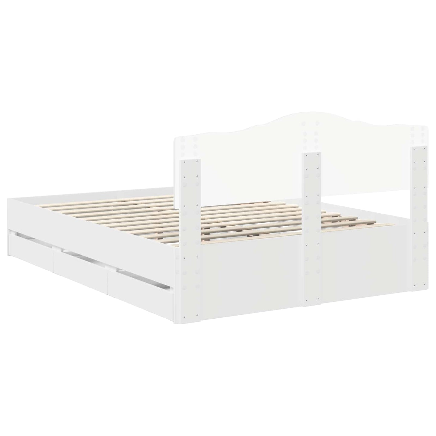 Bed Frame with Drawer White 160 x 200 cm Engineer Wood