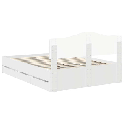 Bed Frame with Drawer White 160 x 200 cm Engineer Wood