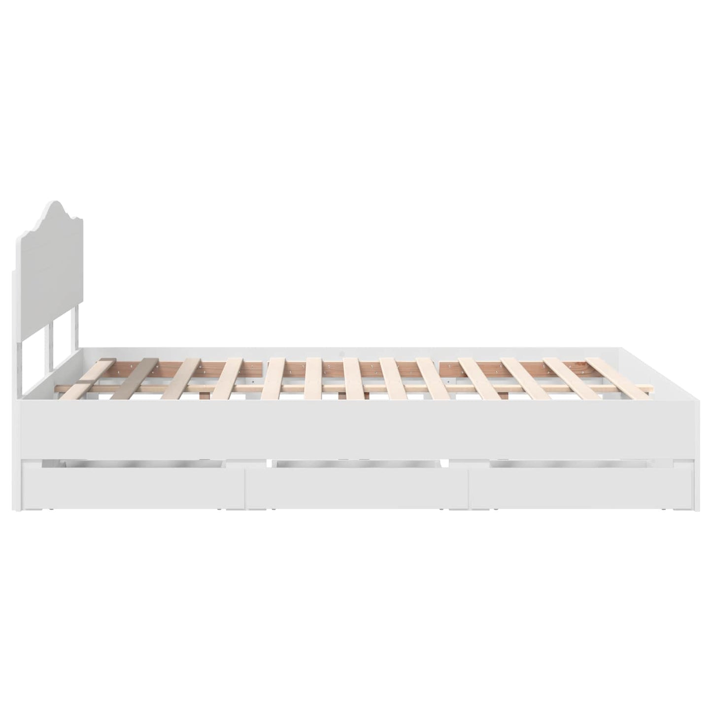 Bed Frame with Drawer White 160 x 200 cm Engineer Wood