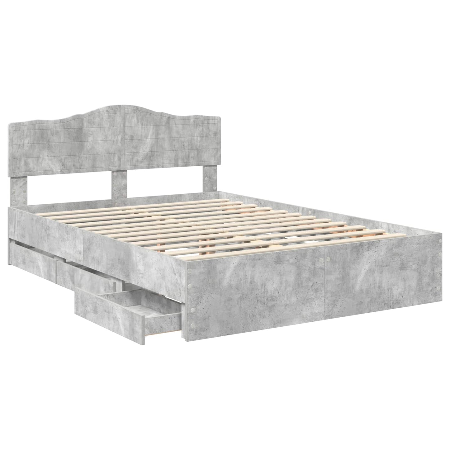 Bed Frame with Drawer Concrete Grey 160 x 200 cm Engineer Wood
