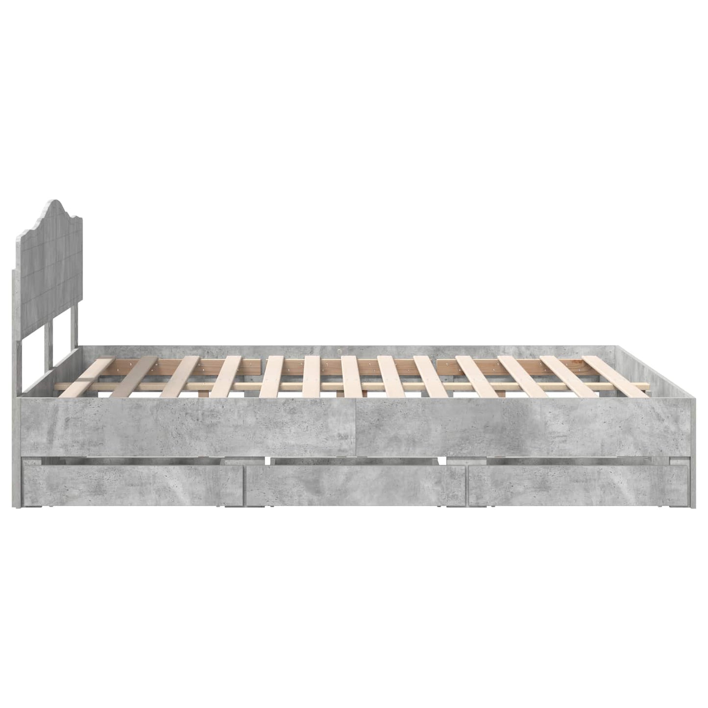 Bed Frame with Drawer Concrete Grey 160 x 200 cm Engineer Wood