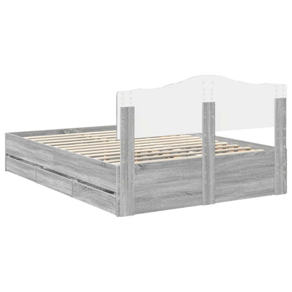 Bed Frame with Drawer Grey Sonoma 160 x 200 cm Engineer Wood
