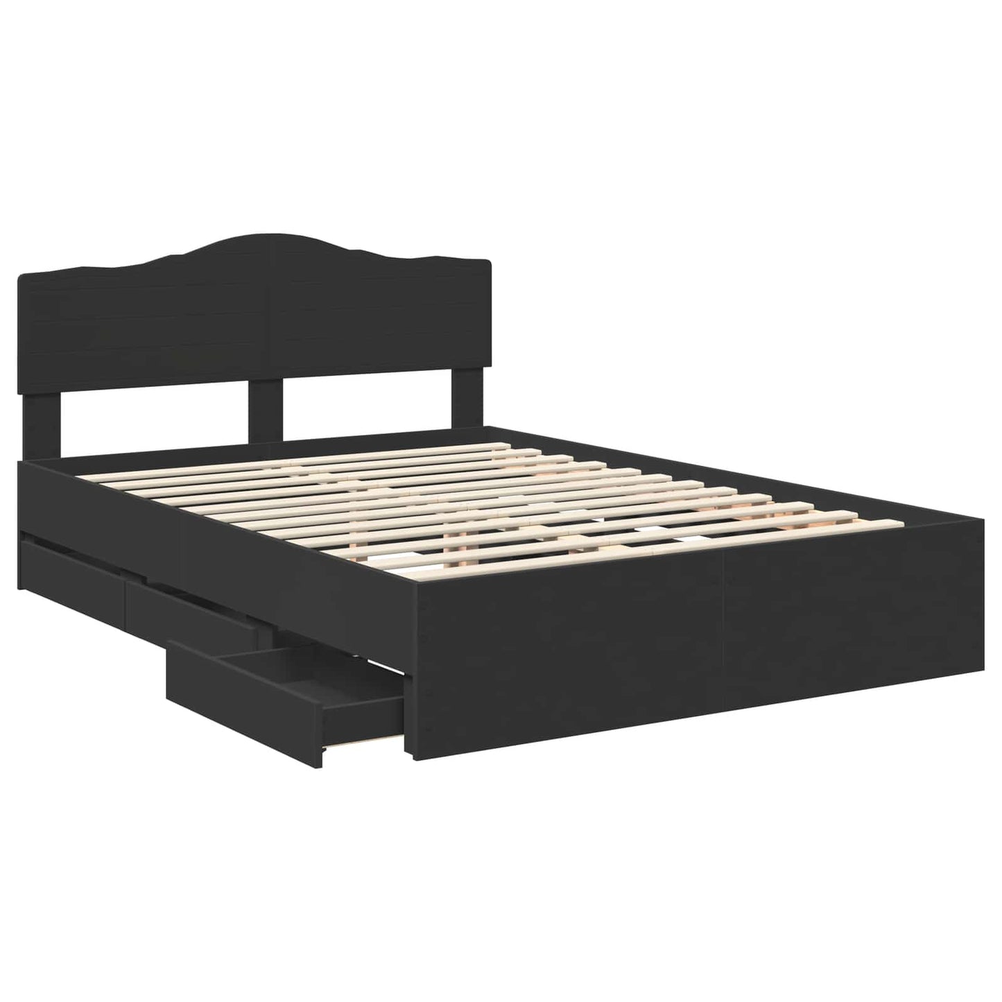 Bed Frame with Drawer Black 150 x 200 cm Engineer Wood