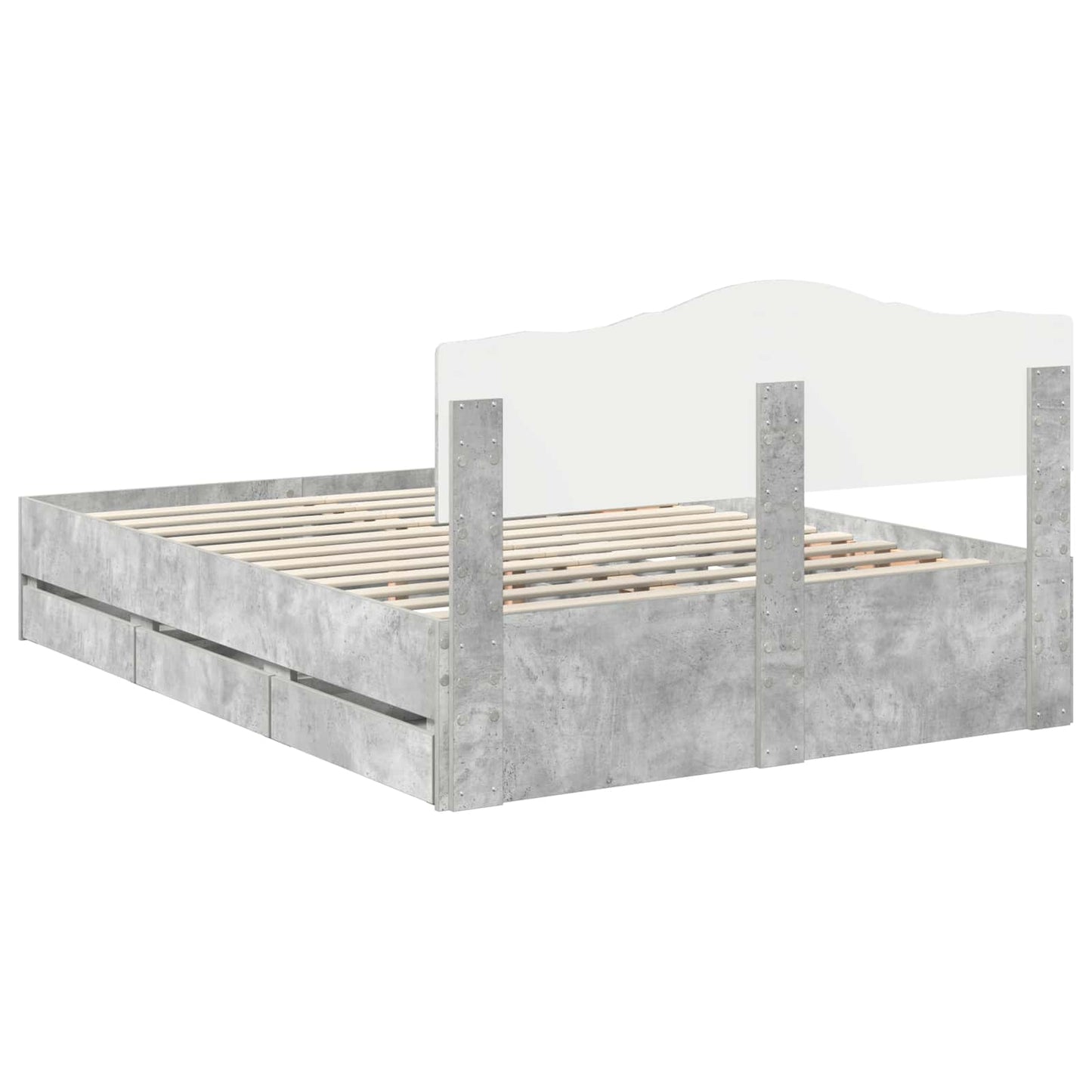 Bed Frame with Drawer Concrete Grey 150 x 200 cm Engineer Wood