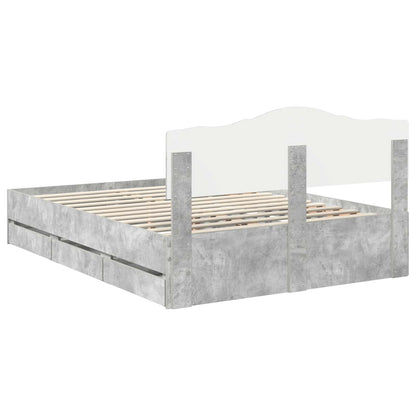 Bed Frame with Drawer Concrete Grey 150 x 200 cm Engineer Wood