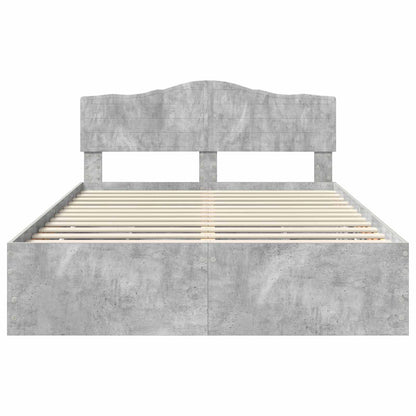 Bed Frame with Drawer Concrete Grey 150 x 200 cm Engineer Wood