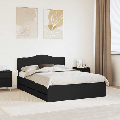 Bed Frame with Drawer Black 140 x 200 cm Engineer Wood
