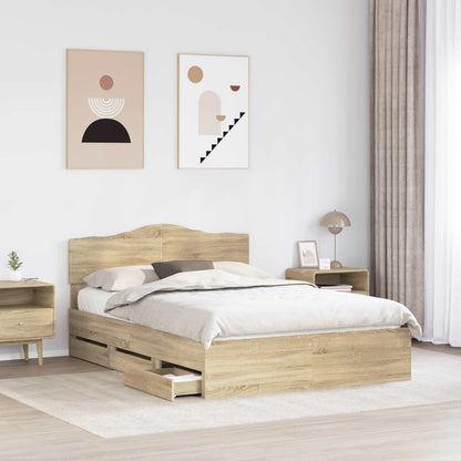 Bed Frame with Drawer Sonoma Oak 140 x 200 cm Engineer Wood