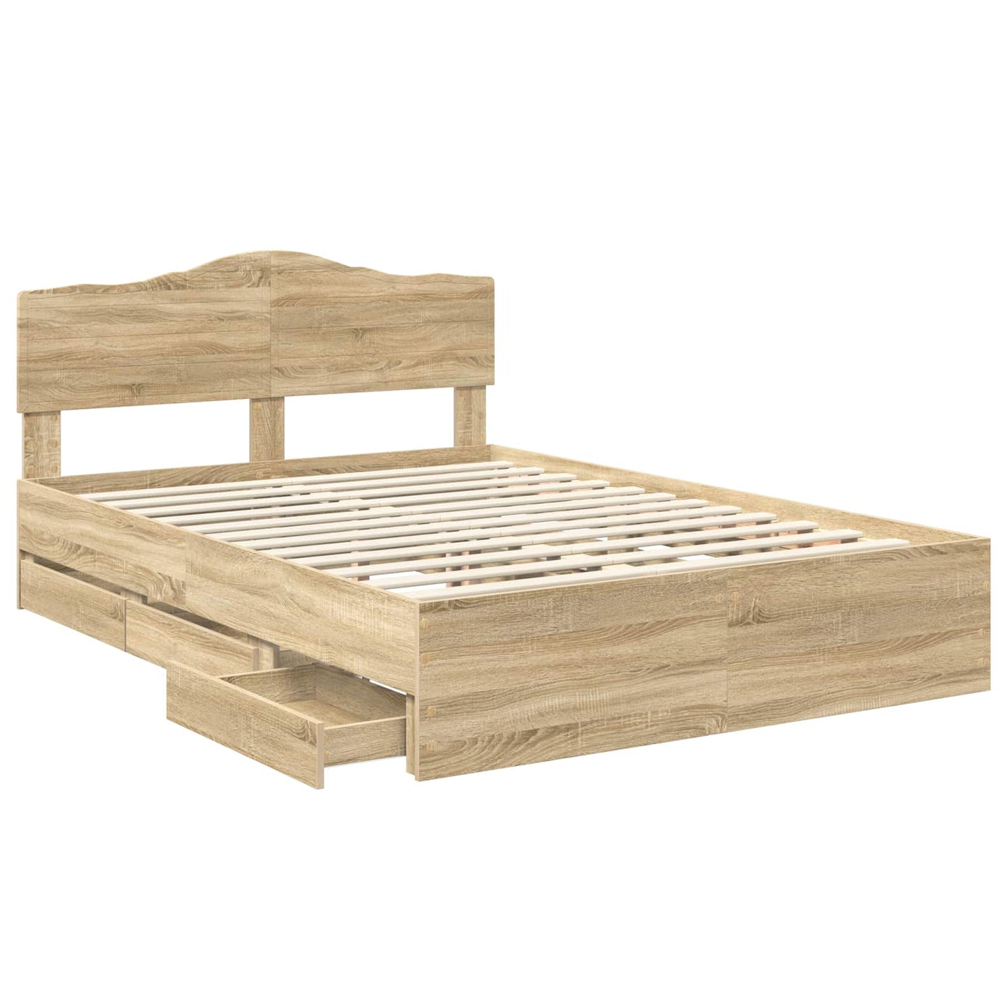 Bed Frame with Drawer Sonoma Oak 140 x 200 cm Engineer Wood