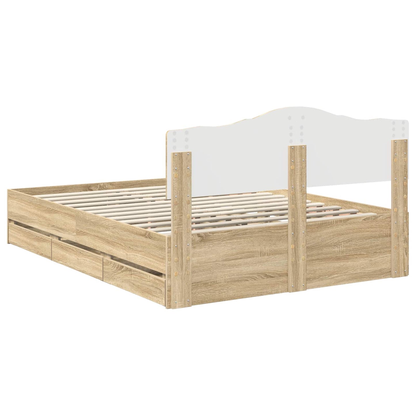 Bed Frame with Drawer Sonoma Oak 140 x 200 cm Engineer Wood