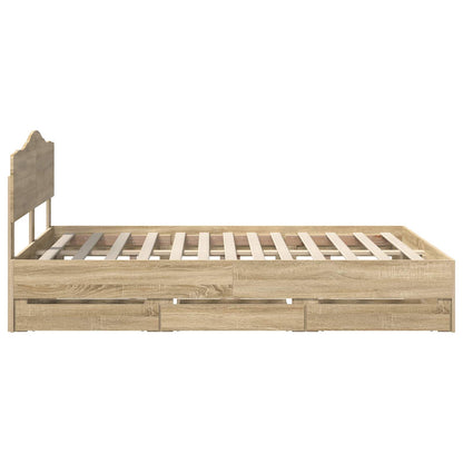 Bed Frame with Drawer Sonoma Oak 140 x 200 cm Engineer Wood