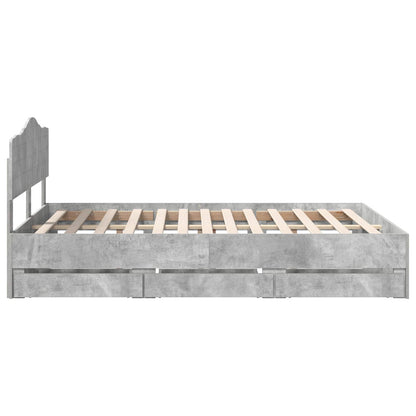 Bed Frame with Drawer Concrete Grey 140 x 200 cm Engineer Wood