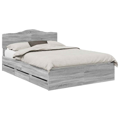 Bed Frame with Drawer Grey Sonoma 140 x 200 cm Engineer Wood
