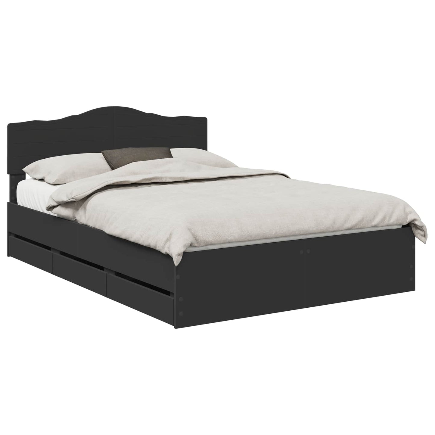 Bed Frame with Drawer Black 140 x 190 cm Engineer Wood