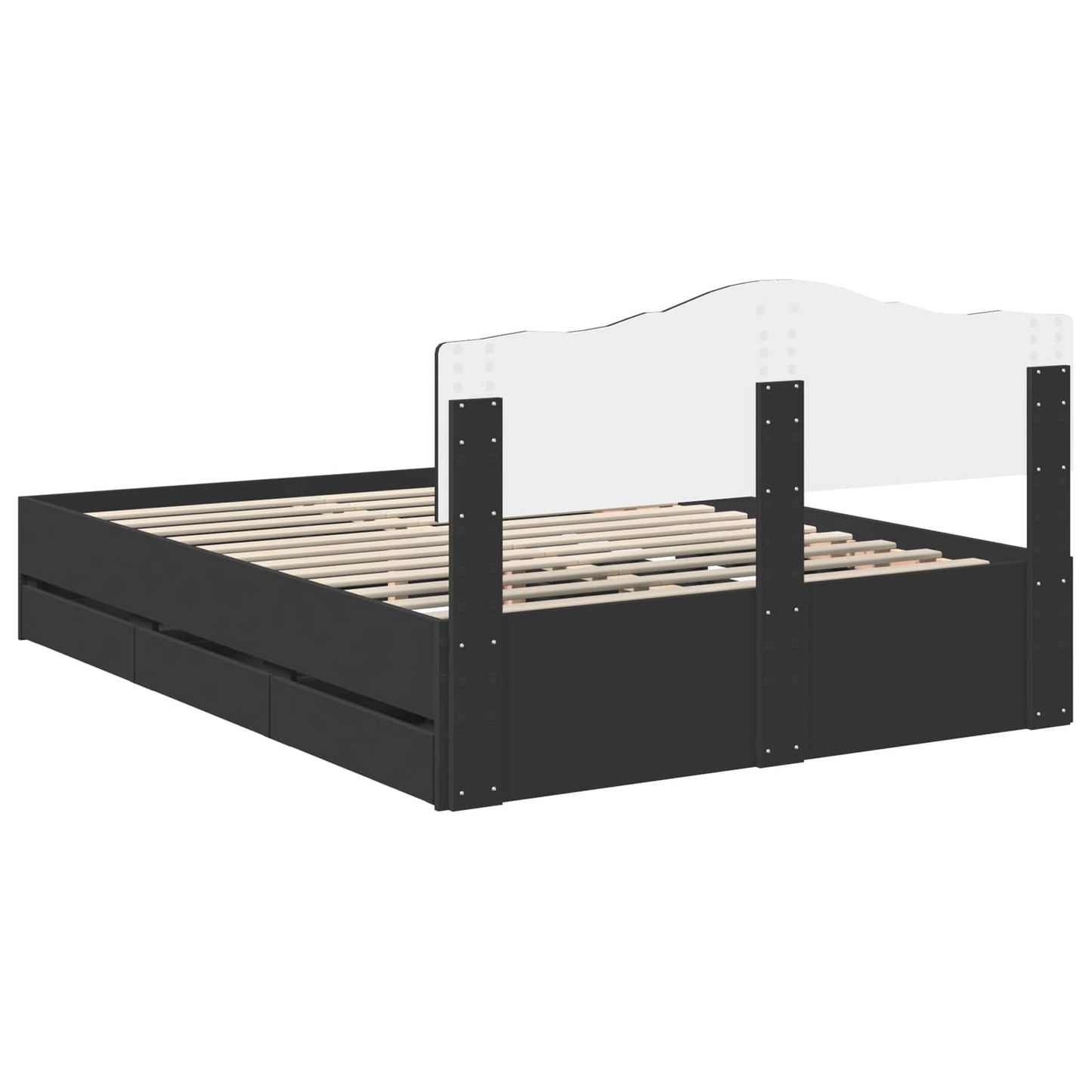 Bed Frame with Drawer Black 140 x 190 cm Engineer Wood