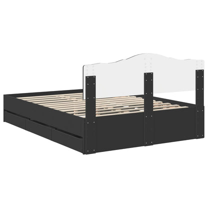 Bed Frame with Drawer Black 140 x 190 cm Engineer Wood