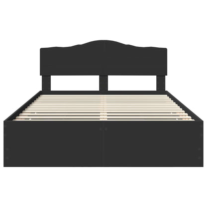 Bed Frame with Drawer Black 140 x 190 cm Engineer Wood