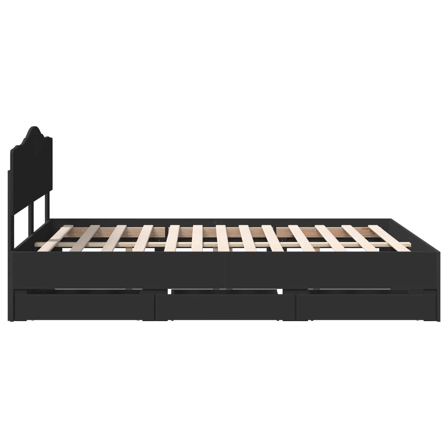 Bed Frame with Drawer Black 140 x 190 cm Engineer Wood