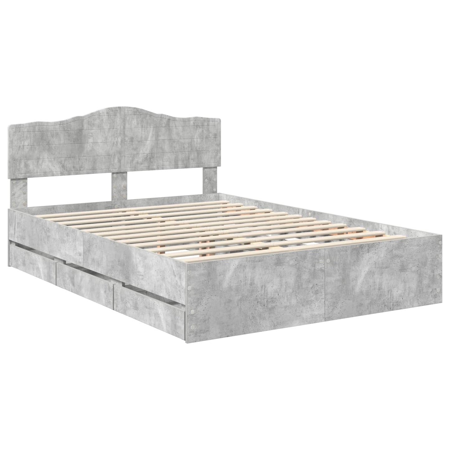 Bed Frame with Drawer Concrete Grey 140 x 190 cm Engineer Wood