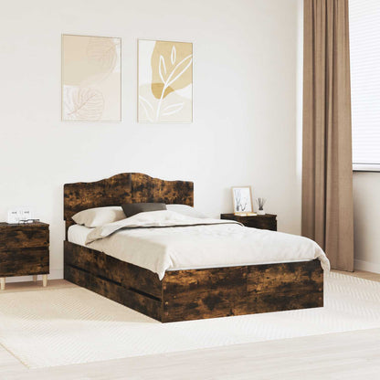 Bed Frame with Drawer Smoked Oak 120 x 200 cm Engineer Wood