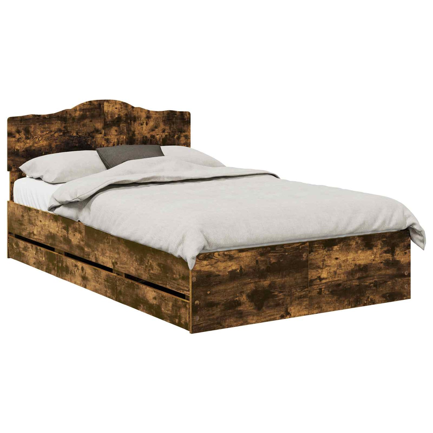 Bed Frame with Drawer Smoked Oak 120 x 200 cm Engineer Wood