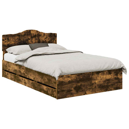 Bed Frame with Drawer Smoked Oak 120 x 200 cm Engineer Wood