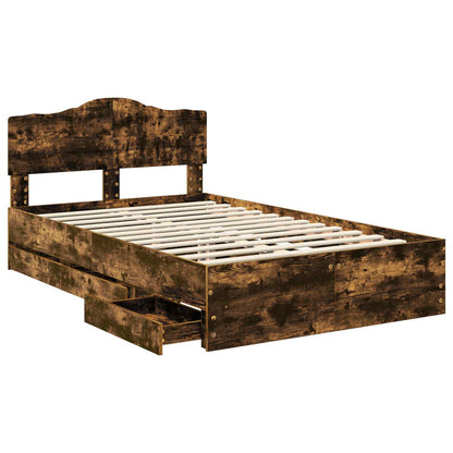 Bed Frame with Drawer Smoked Oak 120 x 200 cm Engineer Wood
