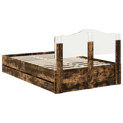 Bed Frame with Drawer Smoked Oak 120 x 200 cm Engineer Wood