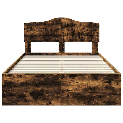 Bed Frame with Drawer Smoked Oak 120 x 200 cm Engineer Wood
