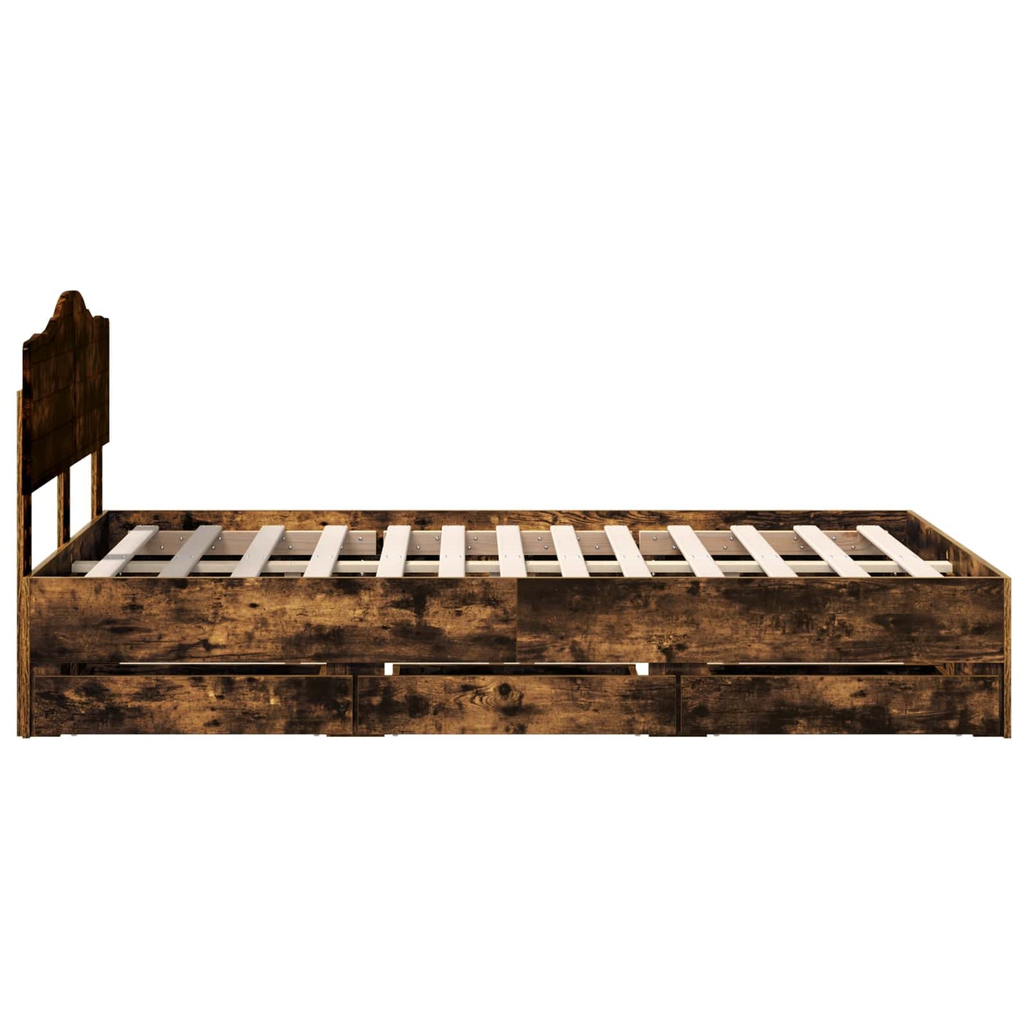 Bed Frame with Drawer Smoked Oak 120 x 200 cm Engineer Wood
