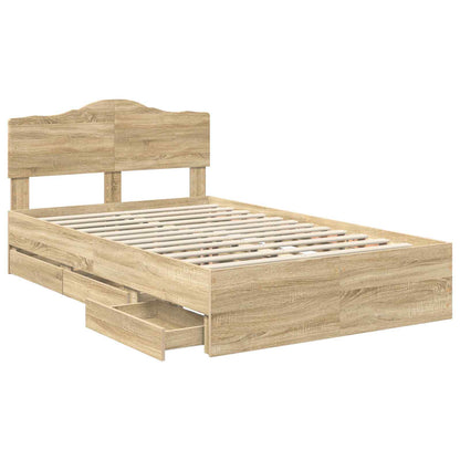 Bed Frame with Drawer Sonoma Oak 120 x 190 cm Engineer Wood