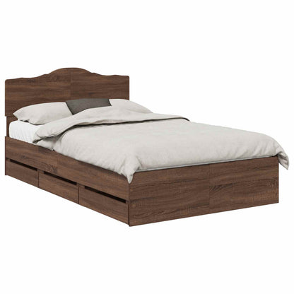 Bed Frame with Drawer Brown Oak 120 x 190 cm Engineer Wood