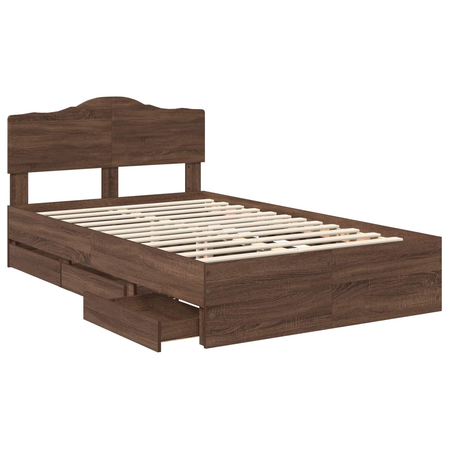 Bed Frame with Drawer Brown Oak 120 x 190 cm Engineer Wood