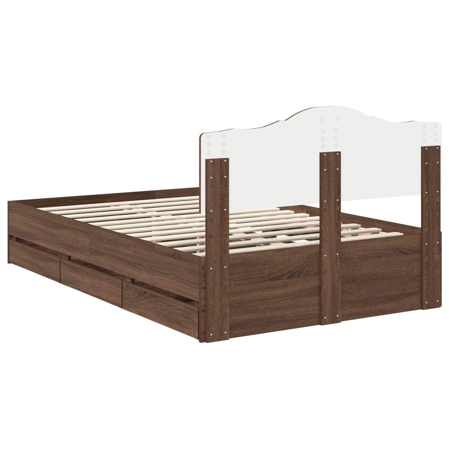 Bed Frame with Drawer Brown Oak 120 x 190 cm Engineer Wood