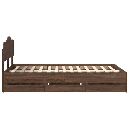 Bed Frame with Drawer Brown Oak 120 x 190 cm Engineer Wood