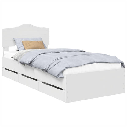 Bed Frame with Drawer White 100 x 200 cm Engineer Wood