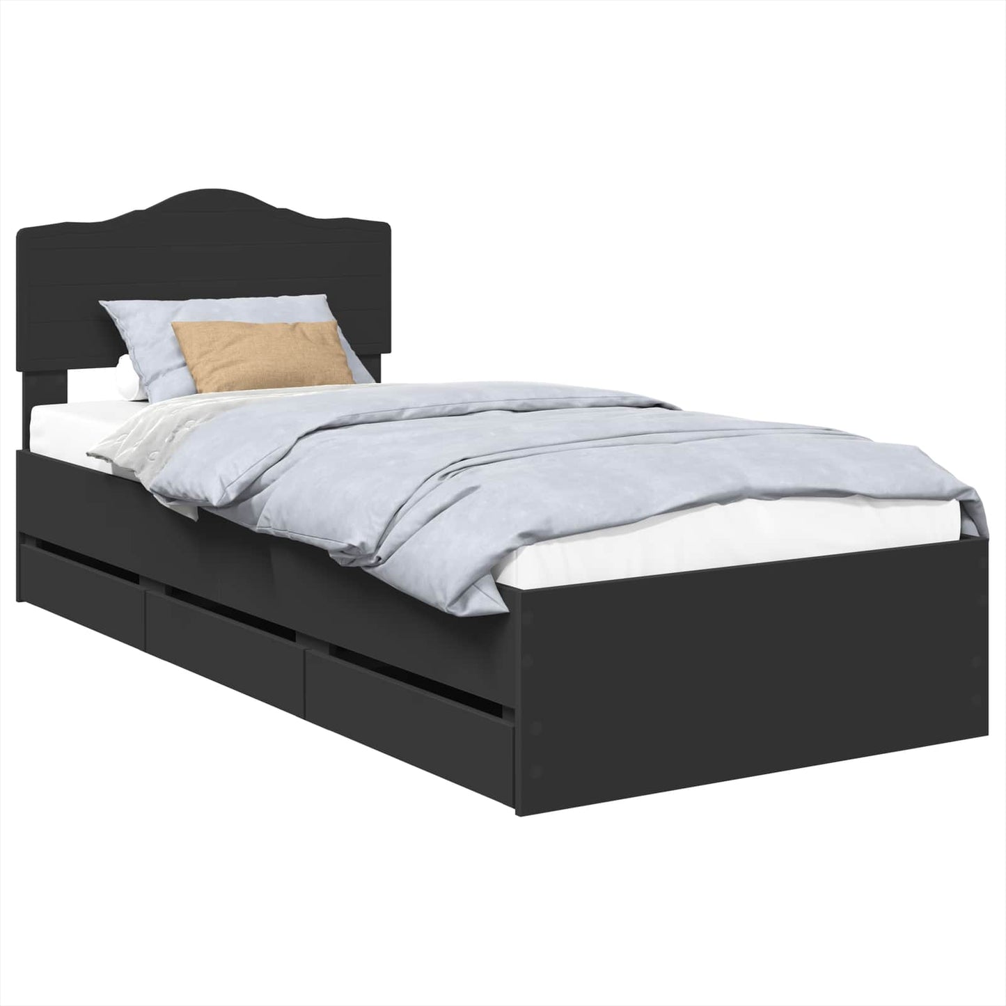 Bed Frame with Drawer Black 100 x 200 cm Engineer Wood