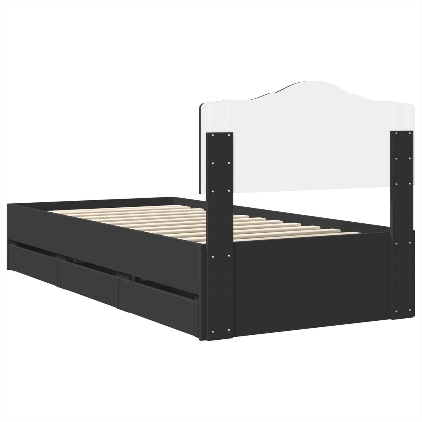 Bed Frame with Drawer Black 100 x 200 cm Engineer Wood