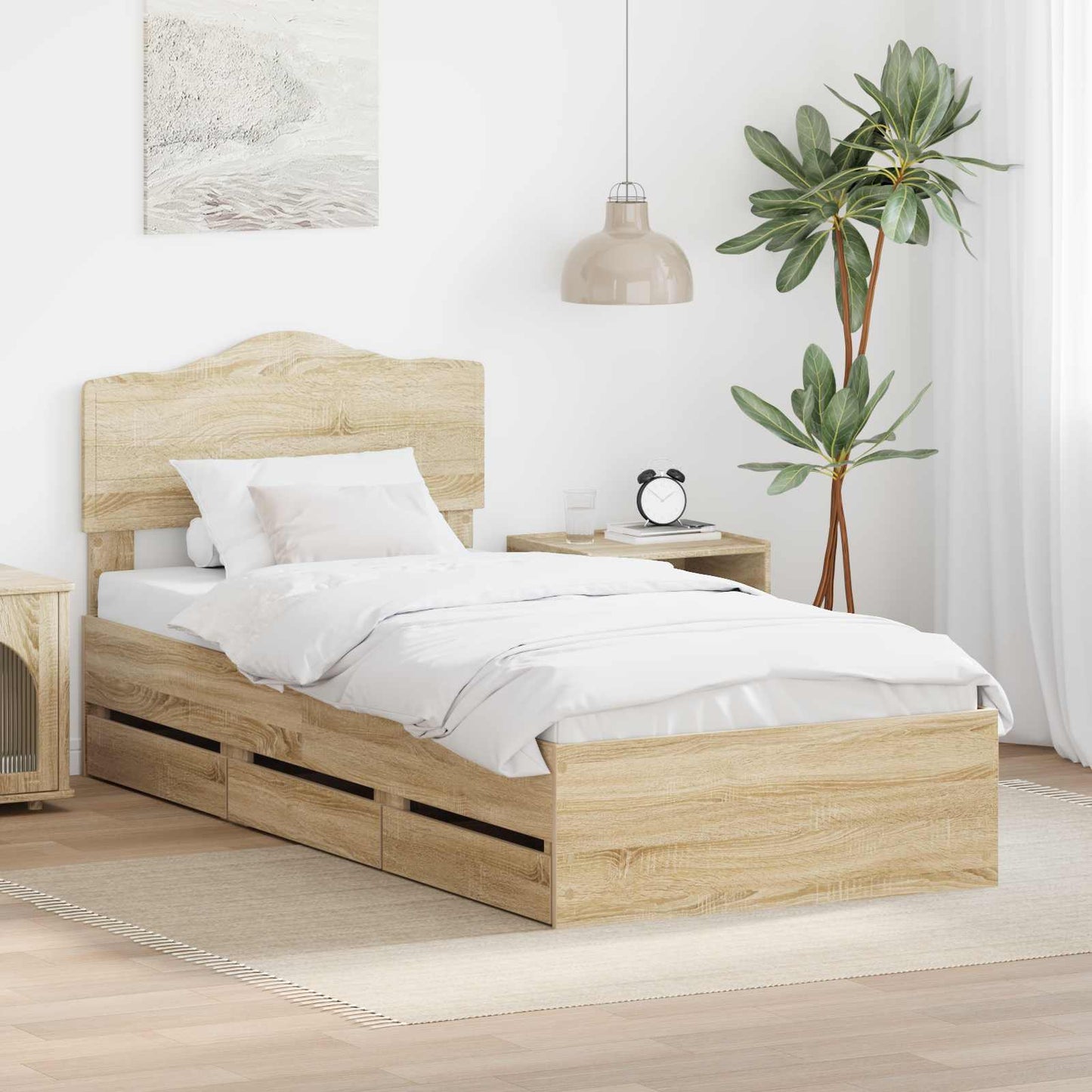 Bed Frame with Drawer Sonoma Oak 100 x 200 cm Engineer Wood