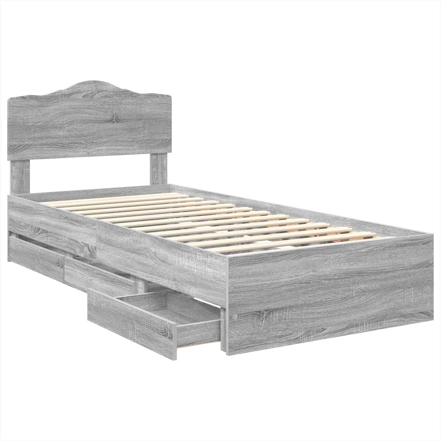Bed Frame with Drawer Grey Sonoma 100 x 200 cm Engineer Wood