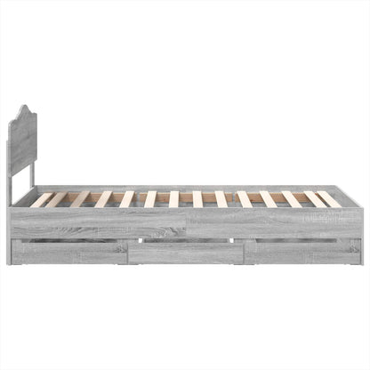 Bed Frame with Drawer Grey Sonoma 100 x 200 cm Engineer Wood