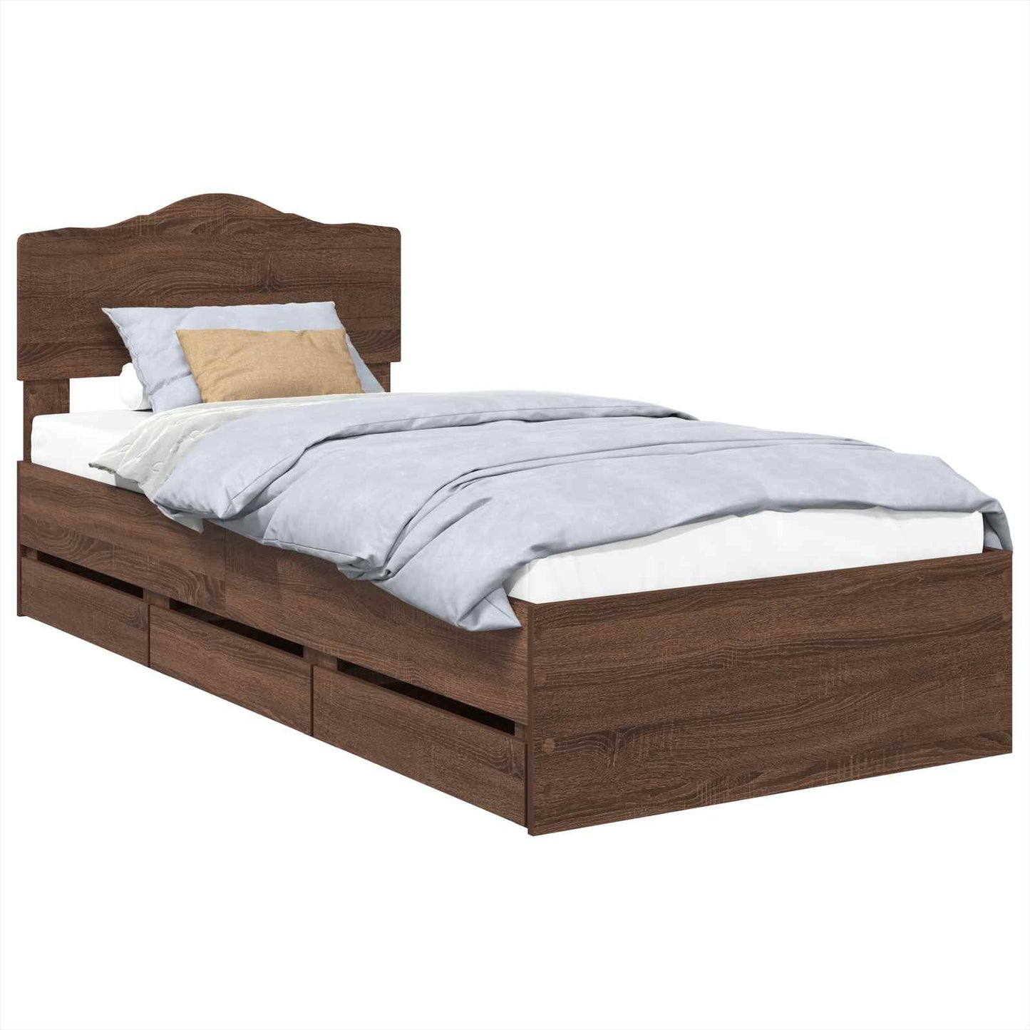 Bed Frame with Drawer Brown Oak 100 x 200 cm Engineer Wood