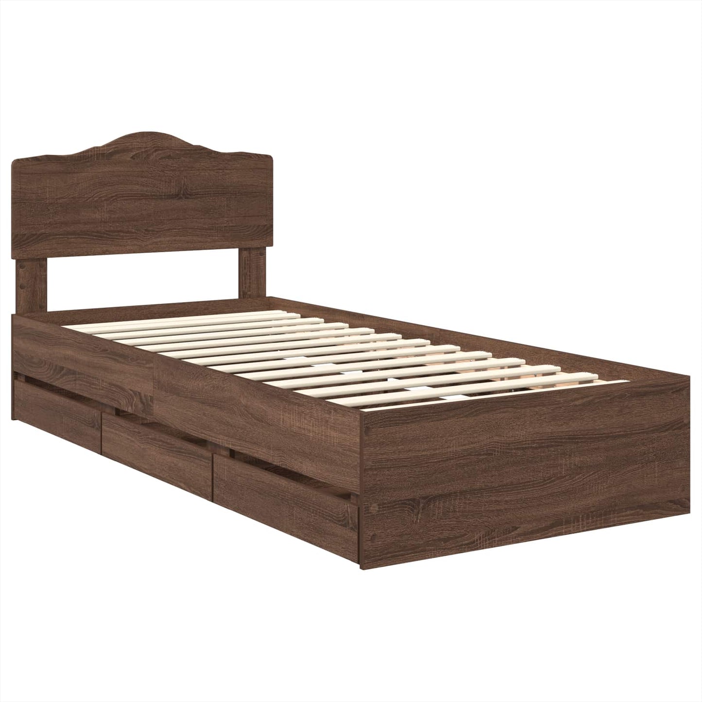 Bed Frame with Drawer Brown Oak 100 x 200 cm Engineer Wood