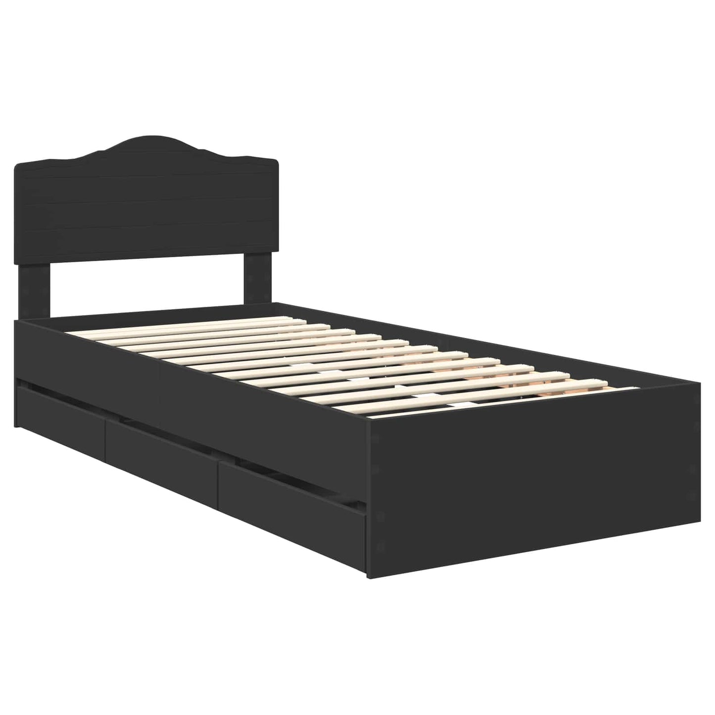 Bed Frame with Drawer Black 90 x 200 cm Engineer Wood