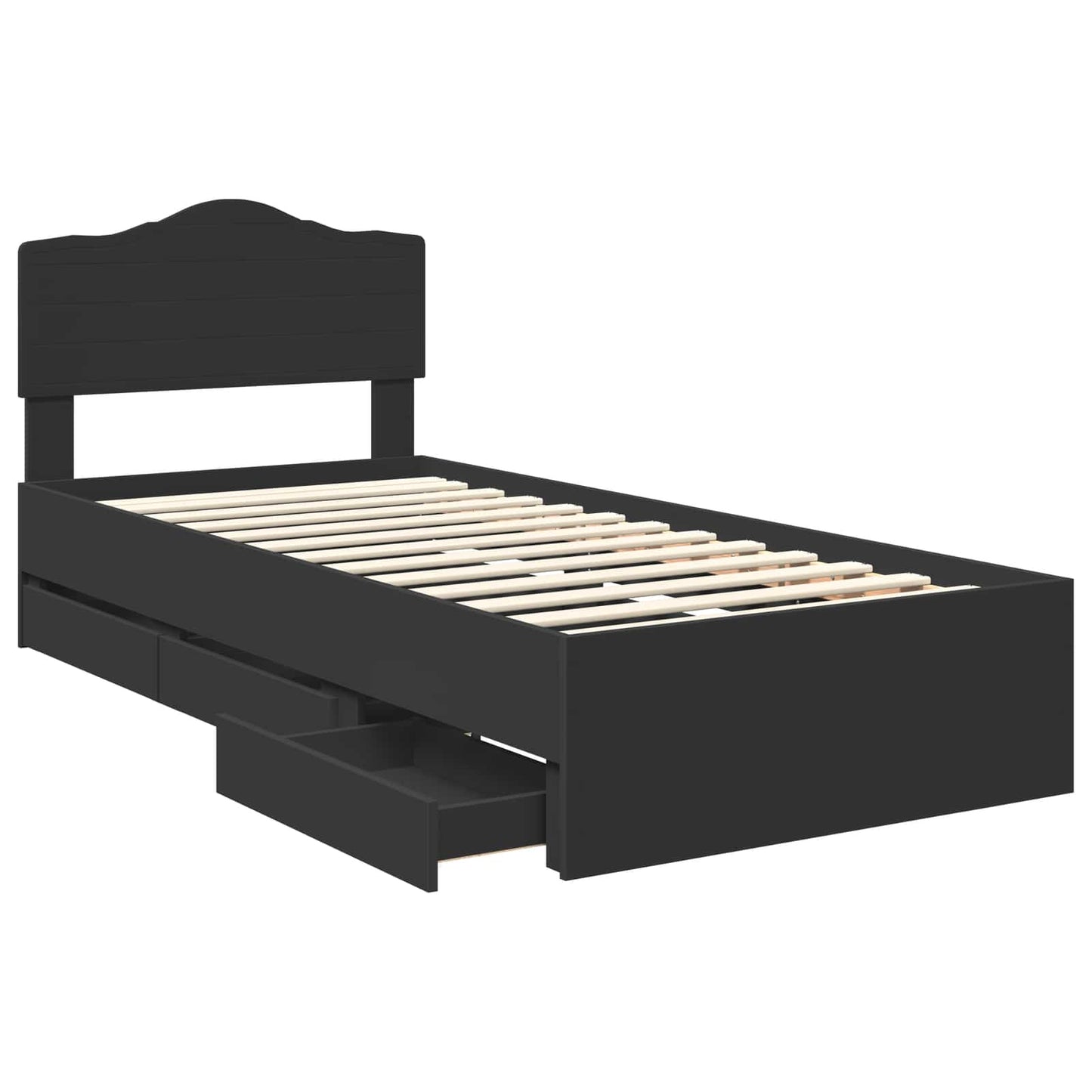 Bed Frame with Drawer Black 90 x 200 cm Engineer Wood