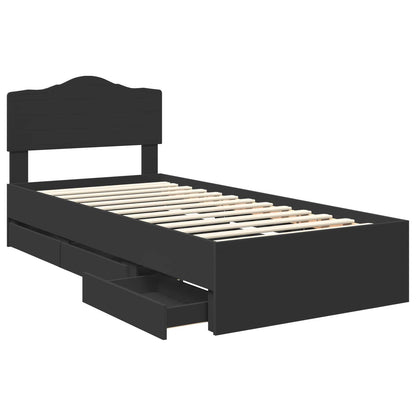 Bed Frame with Drawer Black 90 x 200 cm Engineer Wood
