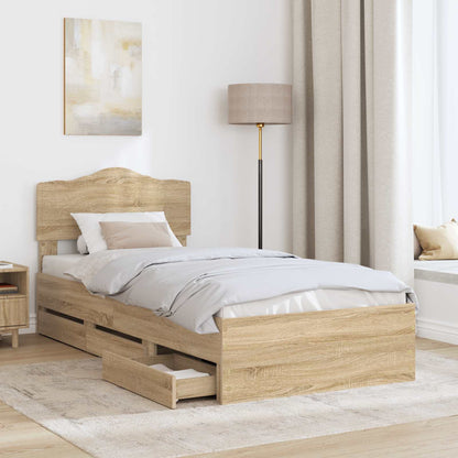Bed Frame with Drawer Sonoma Oak 90 x 200 cm Engineer Wood